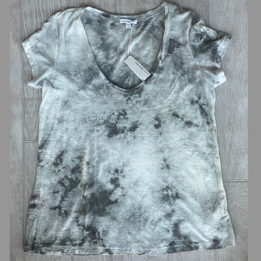 NWT! JAMES PERSE Standard Scoop Neck Olive Tie-Dye T-Shirt  Size: 3